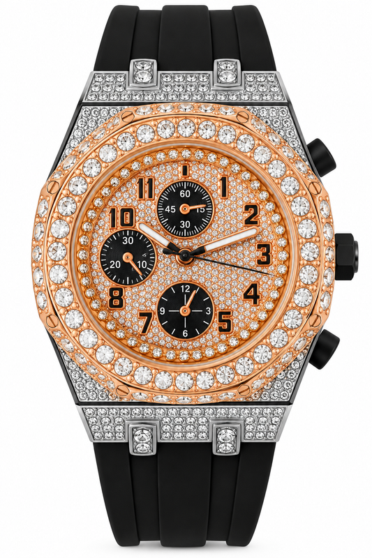 Techno Pave 43 mm silver & rose