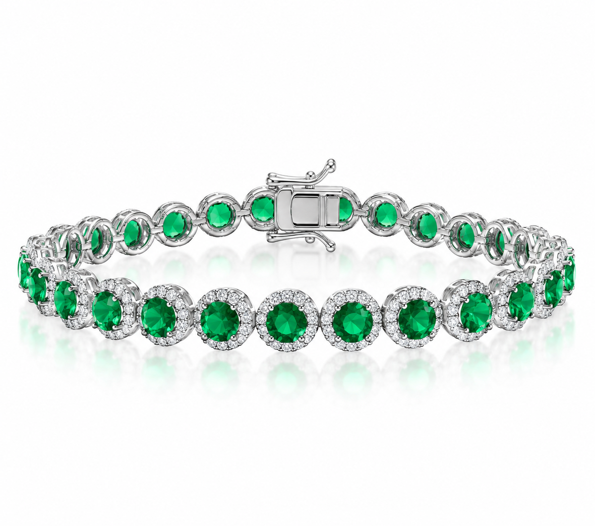 Pulsera halo con piedras color esmeralda
