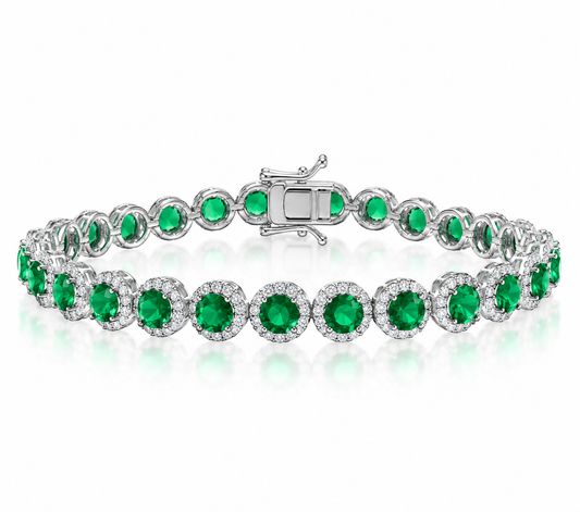 Pulsera halo con piedras color esmeralda