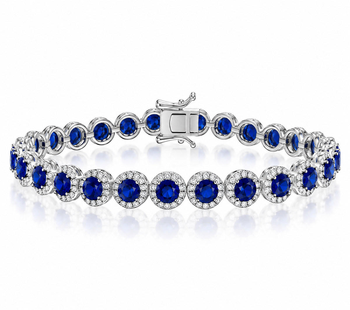 Pulsera halo con piedras color zafiro