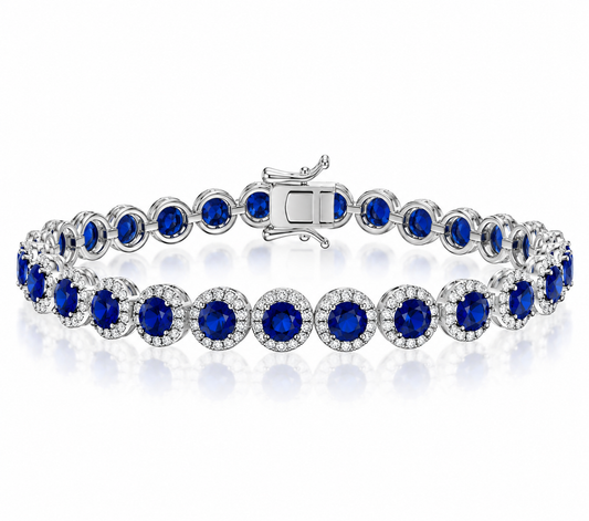 Pulsera halo con piedras color zafiro