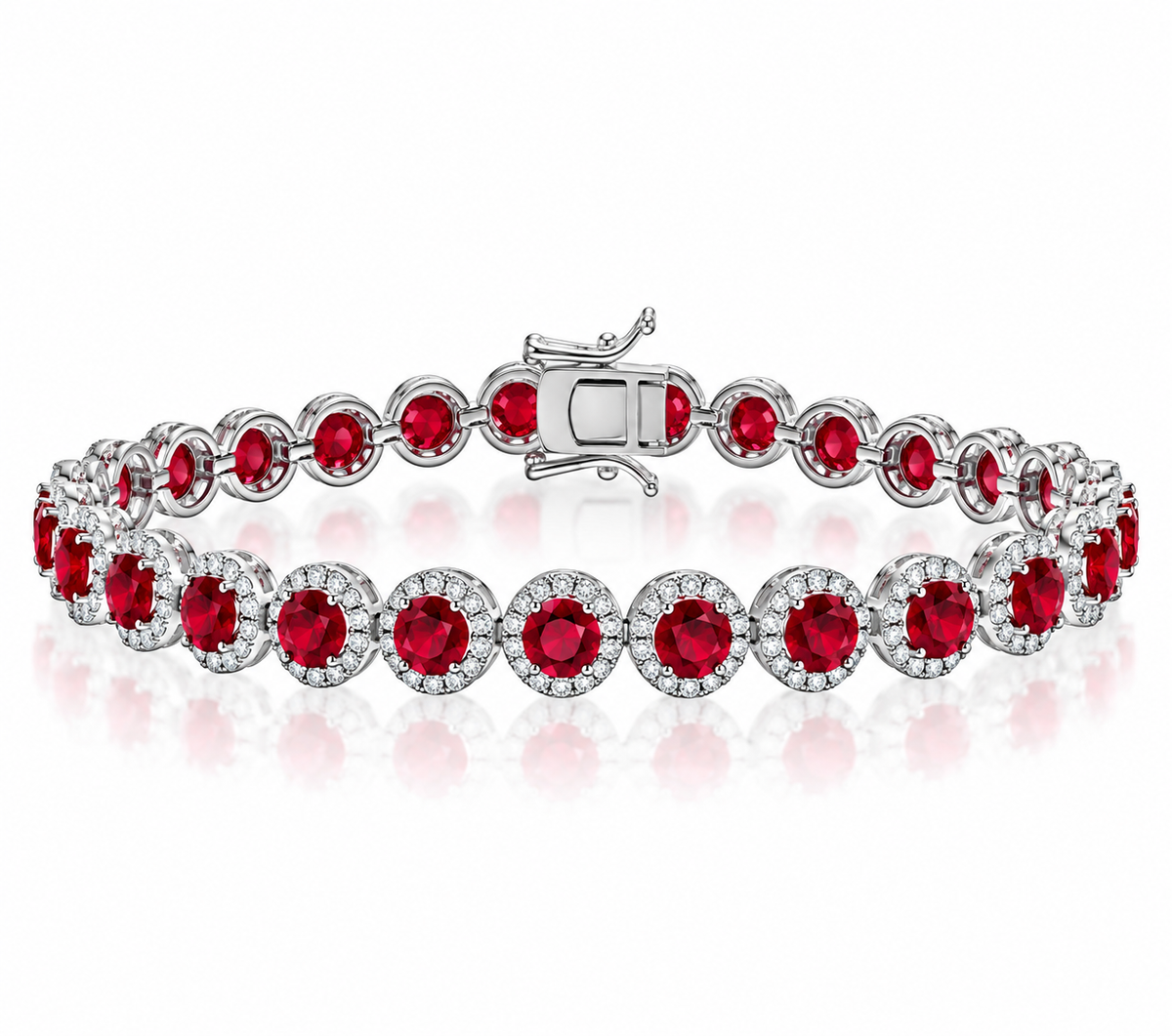 Pulsera halo con piedras color ruby