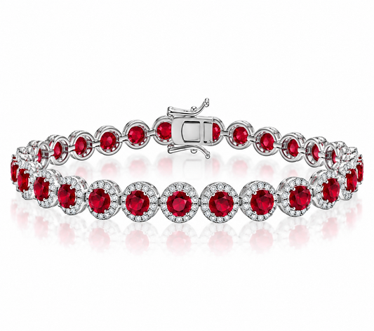 Pulsera halo con piedras color ruby