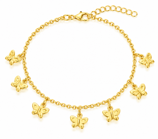 Pulsera para tobillo con mariposas