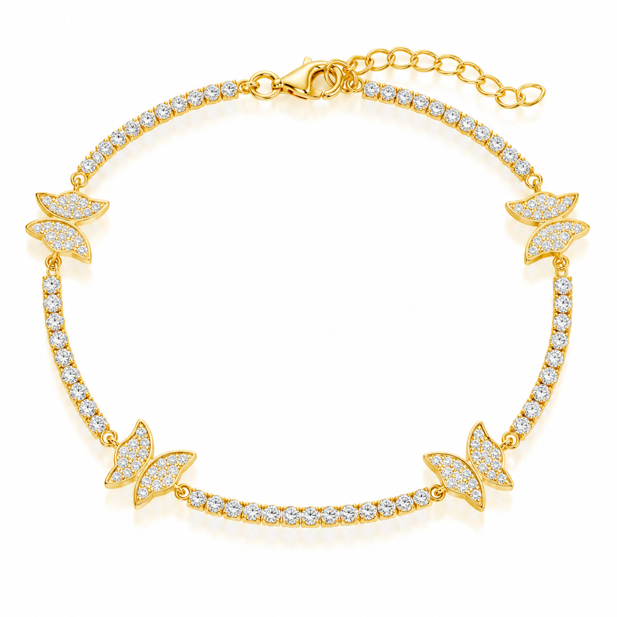 Pulsera para tobillo estilo tennis con mariposa