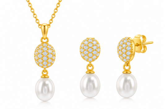 Set cadena y pantallas con perlas de agua dulce