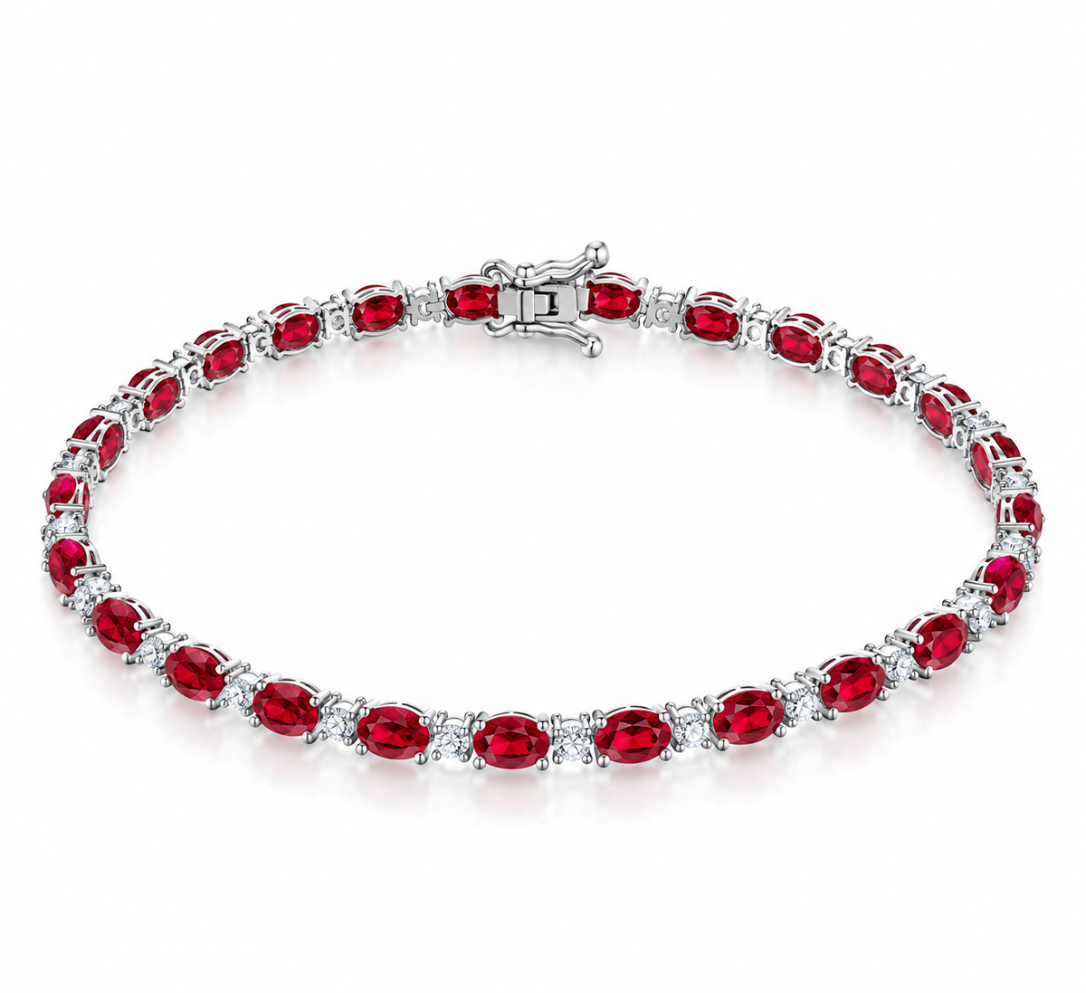 Pulsera 5mm estilo tennis con piedras rubi