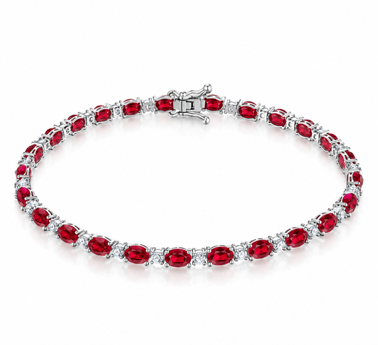Pulsera 5mm estilo tennis con piedras rubi