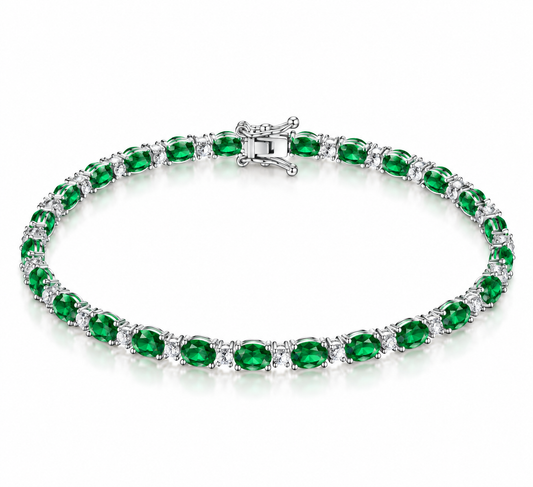 Pulsera estilo tennis 5mm con piedras color esmeralda