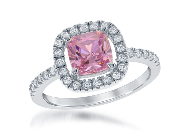Sortija White CZ Pink